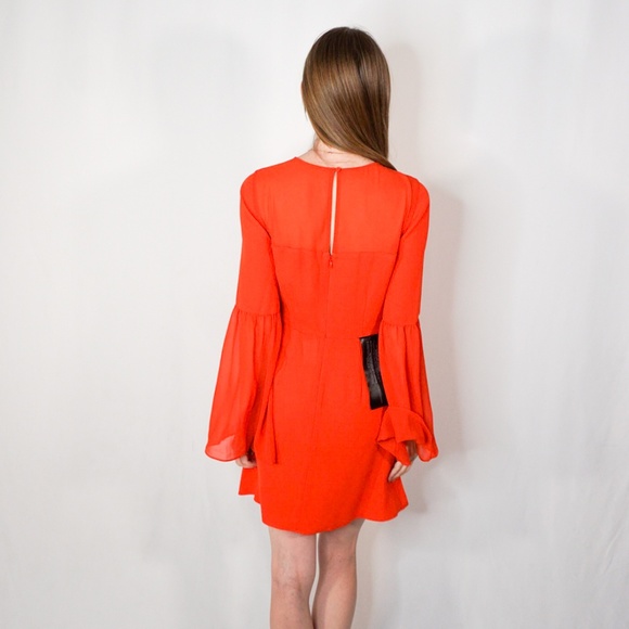 BCBG Poppy Red Flared Sleeve Mini Dress NWT - Picture 4 of 8